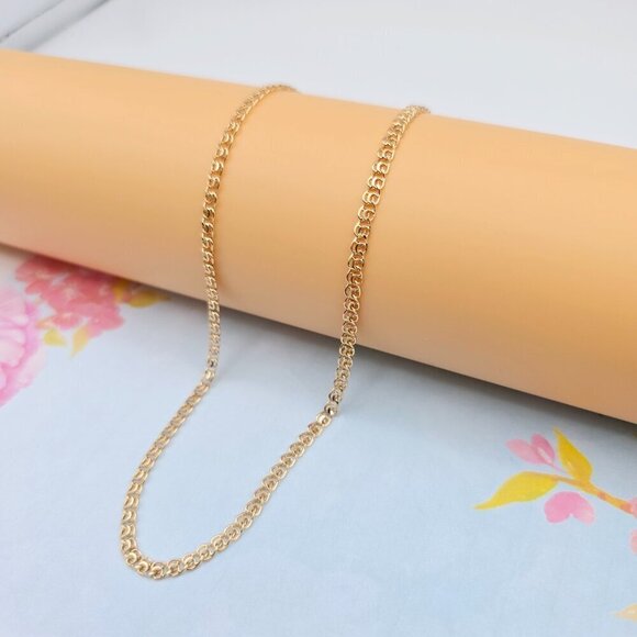 "Elegant Rose Gold Round Link Chain Necklace, 17.3 Inch Lightweight, XPNL0086 - Picture 2 of 12